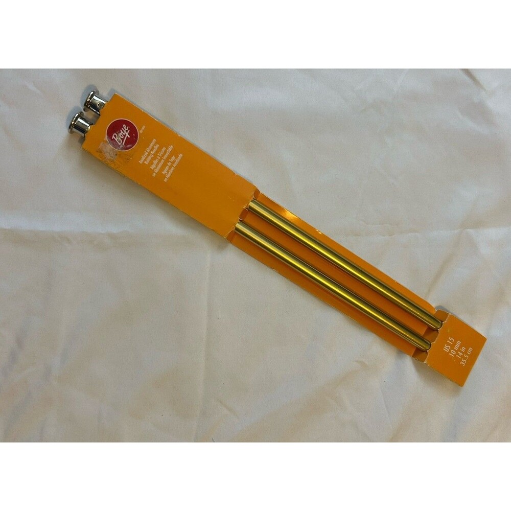 Boye 10" Anodized Aluminum Knitting Needles Gold-tone US 15 / 10 inches